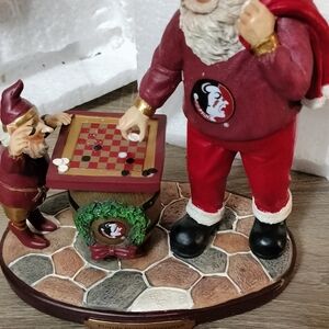 Festive Santa and Elf Playing Chess. The Memory Company Collectibles Open Box